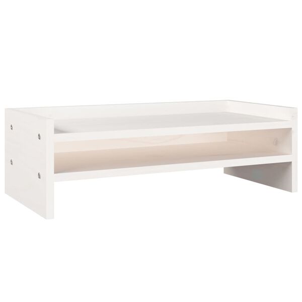 vidaXL Support de moniteur Blanc 50x24x16 cm Bois de pin solide