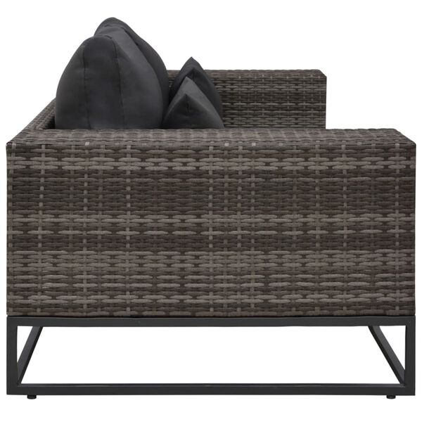 vidaXL Salon de jardin 2 pcs avec coussins R&eacute;sine tress&eacute;e Gris