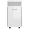 vidaXL Armoire lat&eacute;rale avec roues Blanc brillant Bois d'ing&eacute;nierie
