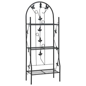 vidaXL Support &agrave; plantes 3 niveaux Noir 52x28x128 cm Fer