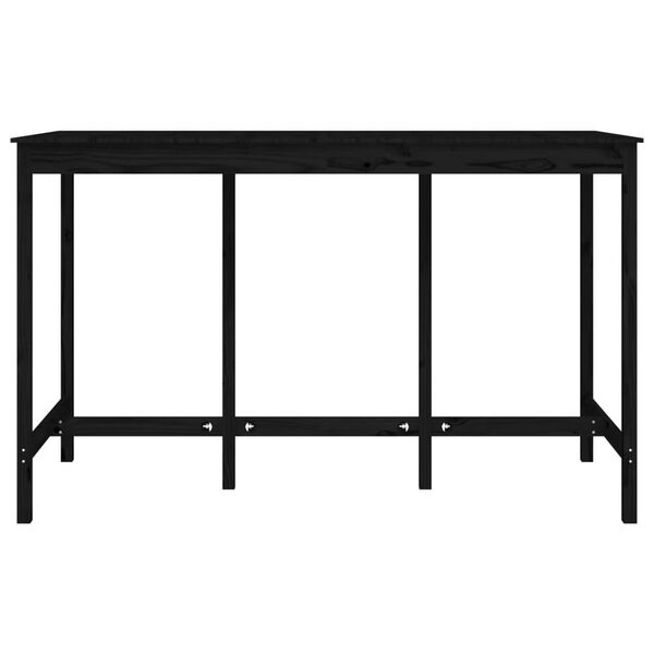 vidaXL Table de bar Noir 180x80x110 cm Bois massif de pin