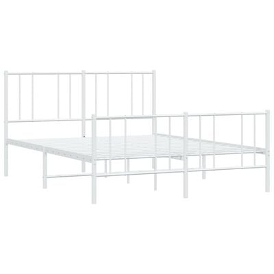 vidaXL Cadre de lit métal sans matelas et pied de lit blanc 135x190 cm