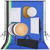 vidaXL Kit de studio photo bo&icirc;te &agrave; lumi&egrave;re toile de fond et r&eacute;flecteur