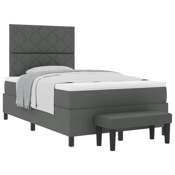 vidaXL Lit &agrave; ressorts avec matelas Gris fonc&eacute; 120 x 190 cm tissu