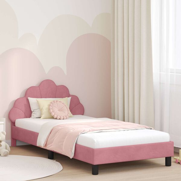vidaXL Cadre de lit pour enfants avec t&ecirc;te de lit Rose 80 x 200 cm