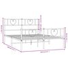 vidaXL Cadre de lit m&eacute;tal sans matelas et pied de lit blanc 140x190 cm