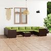 vidaXL Salon de jardin 10 pcs avec coussins R&eacute;sine tress&eacute;e Marron