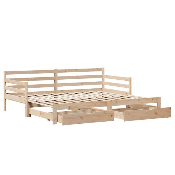 vidaXL Lit de jour avec gigogne et tiroirs sans matelas 90x200 cm