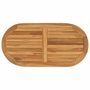vidaXL Plateau de table ovale Bois de teck massif Naturel