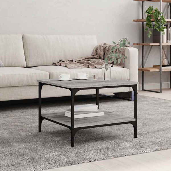 vidaXL Table basse sonoma gris 55x55x40 cm bois d'ing&eacute;nierie