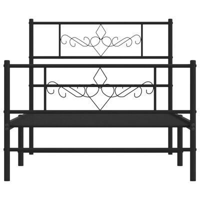 vidaXL Cadre de lit métal sans matelas avec pied de lit noir 80x200 cm