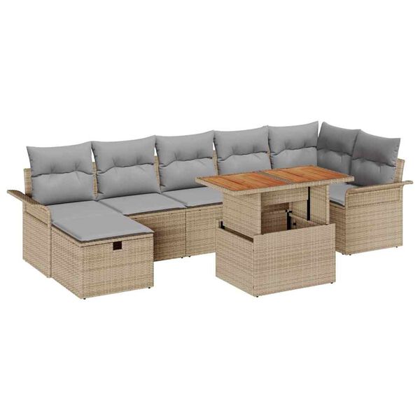 vidaXL Ensemble de canap&eacute; de jardin 8 pcs Beige Poly rotin