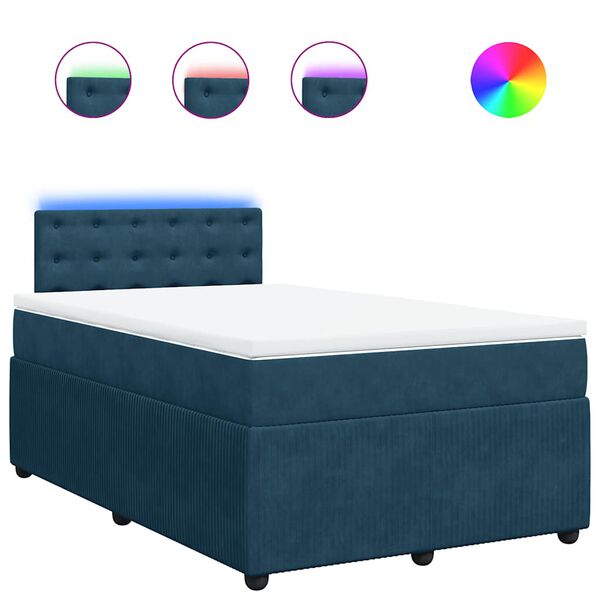 vidaXL Sommier &agrave; lattes de lit et matelas bleu 120x200 cm velours