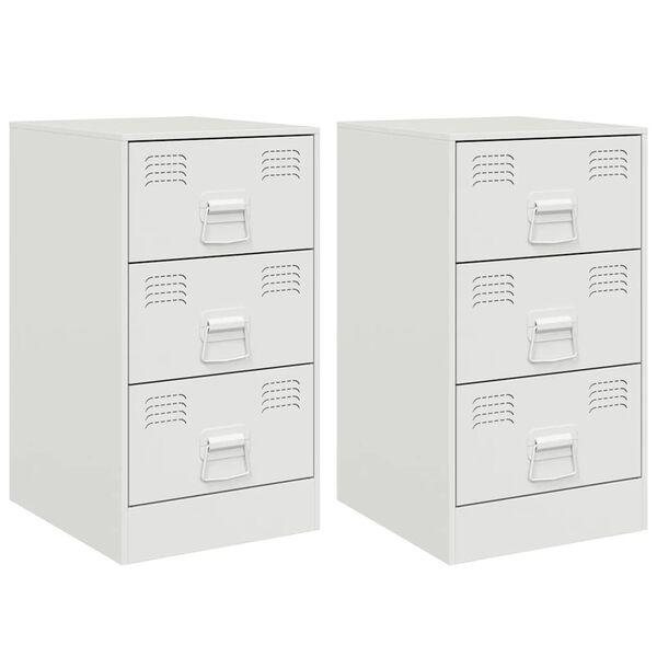 vidaXL Tables de chevet 2 pcs blanc 34,5x39x62 cm acier