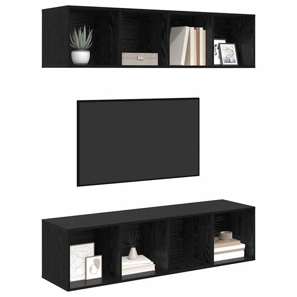 vidaXL Ensemble meuble TV 2 pcs Ch&ecirc;ne noir 37 x 37 x 142,5 cm