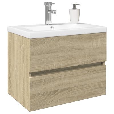 vidaXL Ensemble de meubles de bain 2pcs céramique et bois d'ingénierie