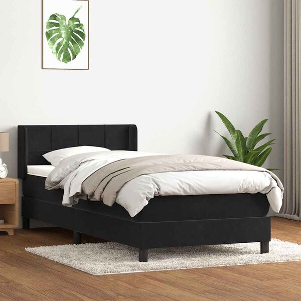 vidaXL Sommier &agrave; lattes de lit avec matelas noir 80x220 cm velours