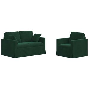 vidaXL Ensemble de Canap&eacute;s 2 pc Vert fonc&eacute; Velours