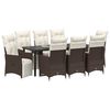 vidaXL Ensemble de salle &agrave; manger pour jardin 9 pcs Marron Poly rotin