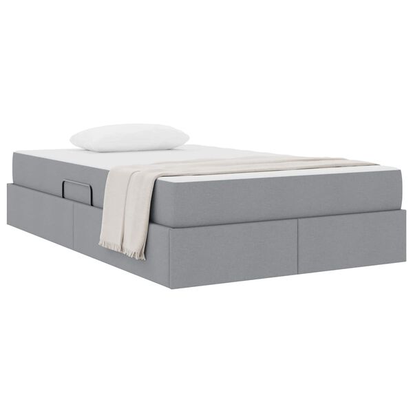 vidaXL Lit avec rangement et matelas Gris clair 120 x 190 cm Polyester