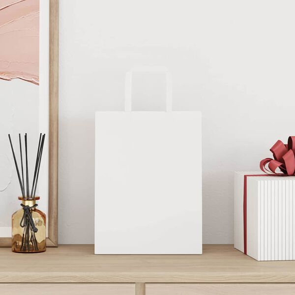 vidaXL Sacs en papier 50 pcs avec poign&eacute;es blanc 21x11x28 cm