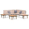 vidaXL Salon de jardin 4 pcs avec coussins Bois massif d'acacia