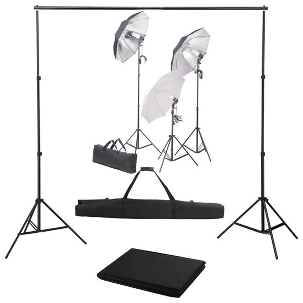 vidaXL Kit de studio photo avec ensemble d'&eacute;clairage et toile de fond