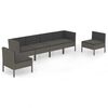 vidaXL Salon de jardin 6 pcs avec coussins r&eacute;sine tress&eacute;e gris