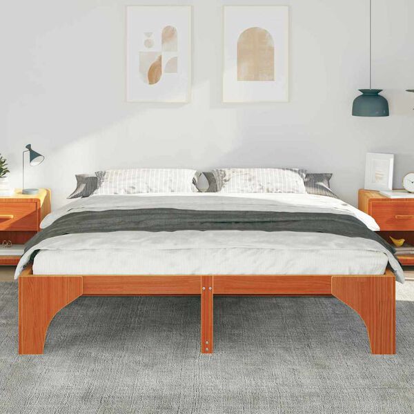 vidaXL Cadre de lit Marron 200 x 200 cm Pin massif