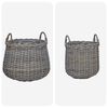 vidaXL Panier &agrave; Plantes avec stockage 2 pcs Gris Rattan Lacak