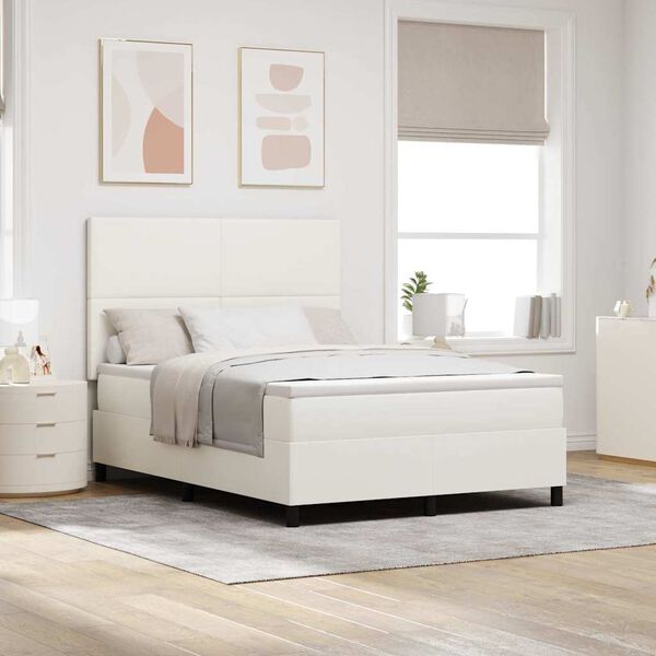 vidaXL Lit &agrave; ressort LED avec t&ecirc;te de lit Cr&egrave;me et Blanc 140 x 200 cm