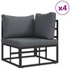 vidaXL Ensemble de canapé de jardin avec coussin 6 pcs Noir Aluminium