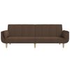 vidaXL Canap&eacute;-lit 2 places et tabouret deux oreillers Marron Tissu