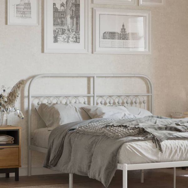 vidaXL T&ecirc;te de lit m&eacute;tal blanc 140 cm