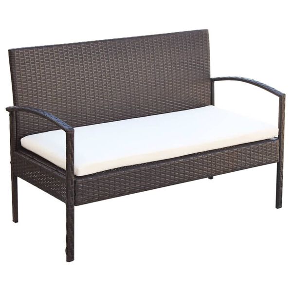 vidaXL Salon de jardin 4 pcs avec coussins R&eacute;sine tress&eacute;e Marron