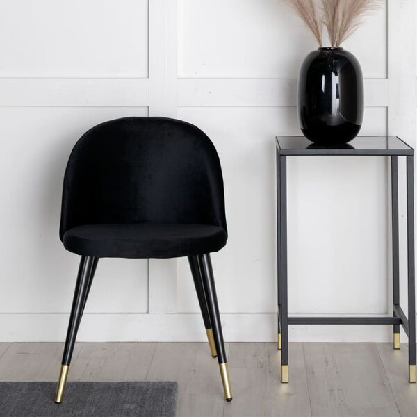 Venture Home Chaises &agrave; manger lot de 2 Velvet velours noir/laiton
