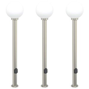 vidaXL Bornes lumineuses avec sortie lot de 3 120 cm acier inoxydable IP44