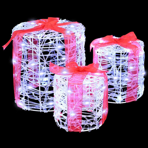 vidaXL Décoration de boîte cadeau 3 pcs Blanc froid 20 x 20 x 21 cm