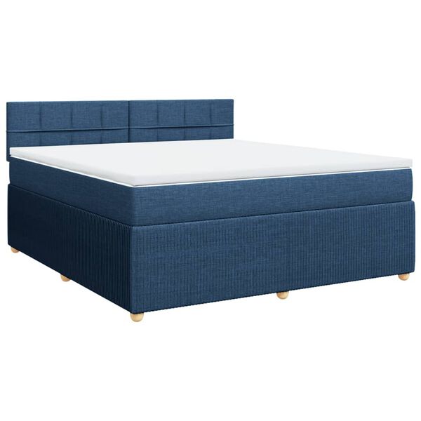 vidaXL Sommier &agrave; lattes de lit avec matelas Bleu 180x200 cm Tissu