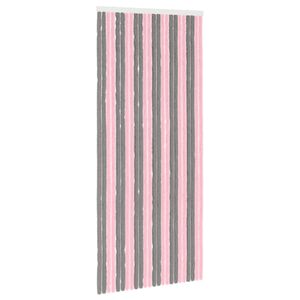 vidaXL Rideau anti-insectes en chenille Gris Argent et Rose