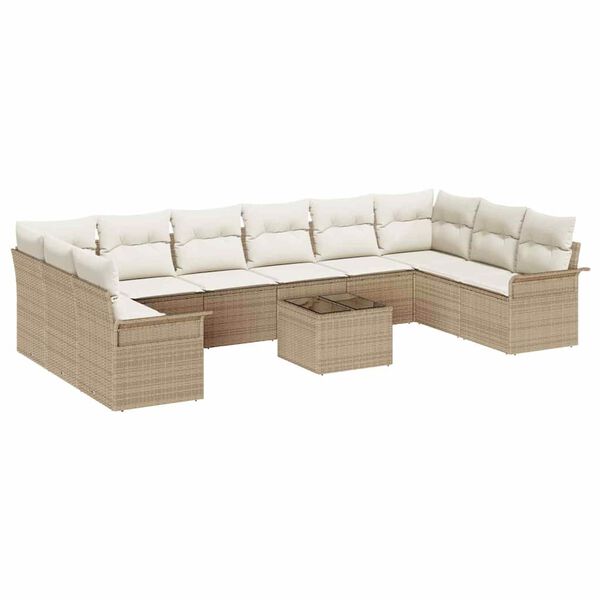 vidaXL Ensemble de canap&eacute; de jardin 11 pcs Marron Poly rotin