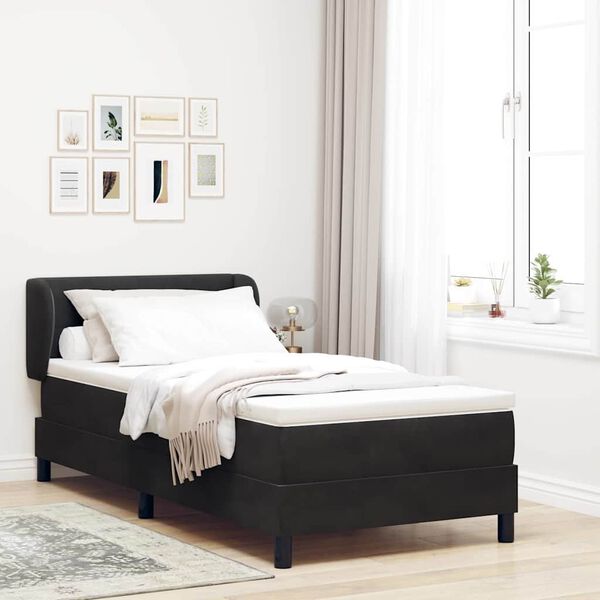 vidaXL Lit &agrave; ressorts avec matelas Noir 100 x 200 cm Velours