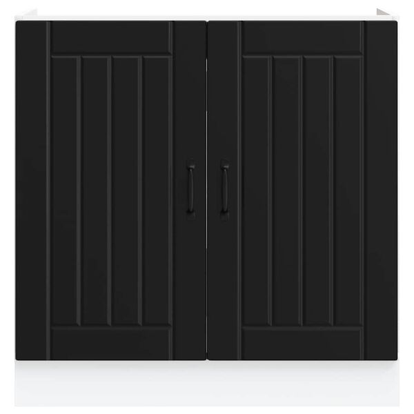 vidaXL Meuble de base de lavabo Lucca noir bois d'ing&eacute;nierie