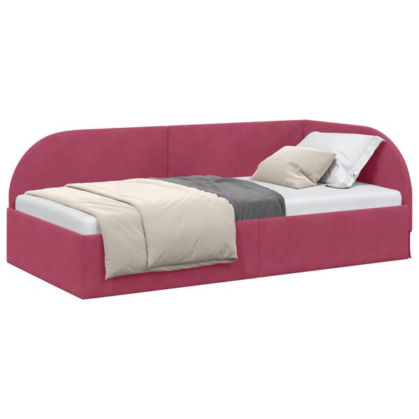 vidaXL Cadre de lit d'angle avec t&ecirc;te de lit Bordeaux 90 cm x 200 cm