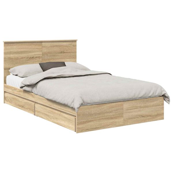 vidaXL Lit de Rangement Ch&ecirc;ne Sonoma 135 x 190 cm Bois d'ing&eacute;nierie
