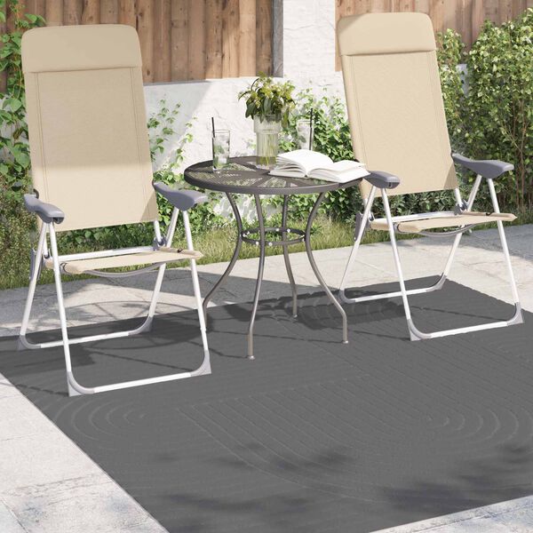 vidaXL Tapis de surface Carr&eacute; HUARTE Anthracite 120 x 120 cm Polyester