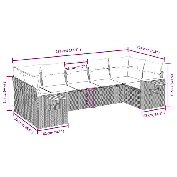 vidaXL Salon de jardin avec coussins 7 pcs beige r&eacute;sine tress&eacute;e