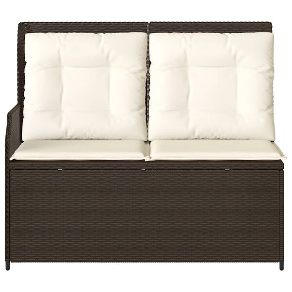 vidaXL Banc inclinable de jardin avec coussins marron r&eacute;sine tress&eacute;e