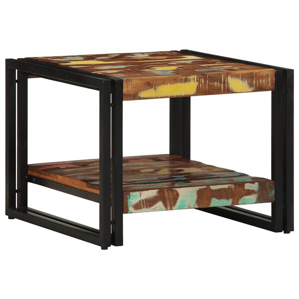 vidaXL Table basse multicolore 50x50x38 cm bois de récupération massif