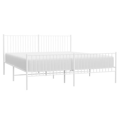 vidaXL Cadre de lit métal sans matelas et pied de lit blanc 200x200 cm